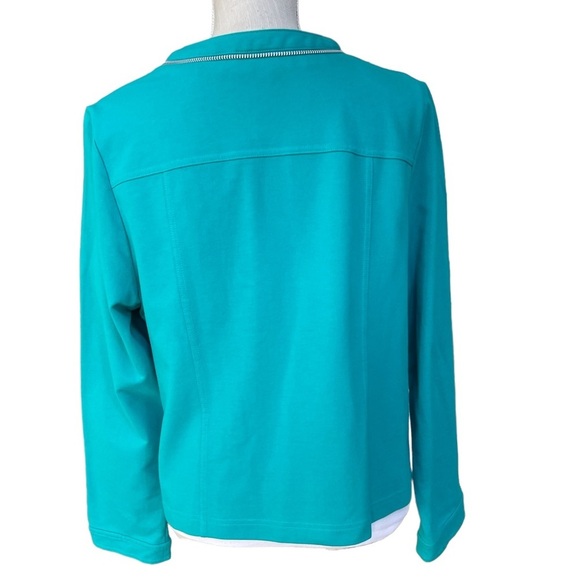 Chico's Blue Lightweight Full Zip Front Jacket Size: 2 - Picture 4 of 8